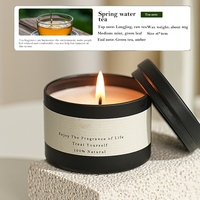 Bougie parfumée de luxe en cire de soja, en boîte métallique noire, personnalisable avec étiquette privée, vente en gros de haute qualité pour la décoration intérieure