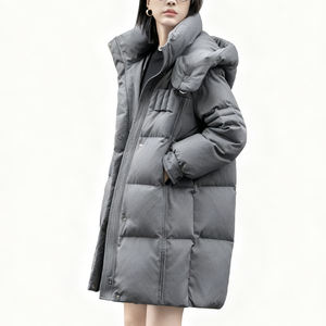 Veste en duvet d'oie à capuche palangre imperméable élégante pour femmes avec coquille en polyester-hiver nouveauté veste en duvet pour femmes - Product Image 5
