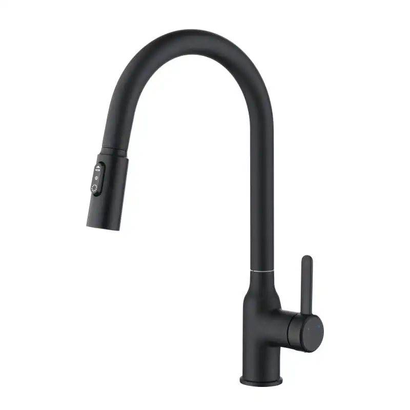 Black and rustic copper kitchen pull down sink faucet