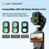 Kit de 3 filtres magnétiques K&F Concept (CPL + Diffusion Noire 1/4 + ND2-32 réglable/Anti-pollution lumineuse) pour DJI Osmo Pocket 4 Pro