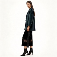 Manteau en Laine pour Femme - Élégant Manteau Long d'Hiver Croisé à Revers Crantés Coupe Ajustée pour le Bureau, Logo Personnalisé, Anti-Plis