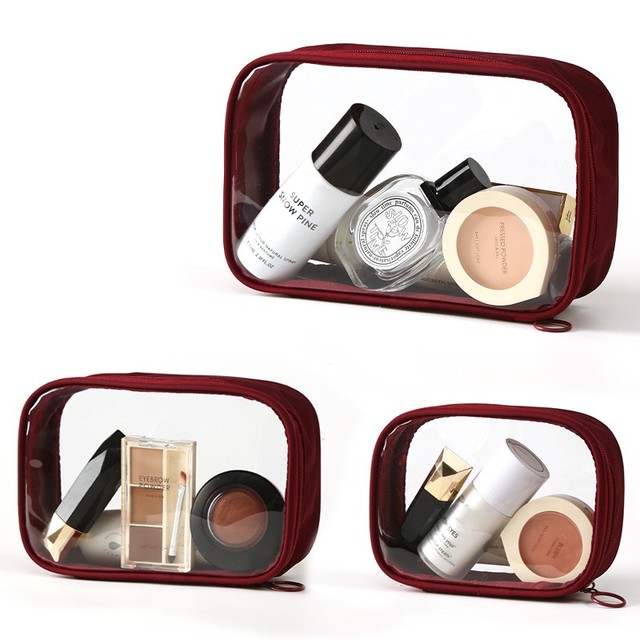 Custom Transparent Women's Logo Travel Cosmetic Bag Fashionable Clear PVC & TPU Makeup Pouch with Zipper for Washing Storage