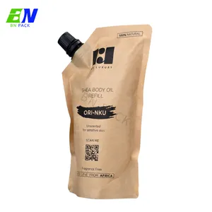 Stand Up Bag Eco Friendly Biodegradable Kraft Paper Refill Liquid Hand Soap Stand Up Bag Spout Pouch