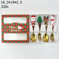 Ensemble de vaisselle de fête, ensemble de fourchettes et cuillères à manche en plastique, ensemble de vaisselle en métal, ensemble de vaisselle de Noël à thème dessin animé
