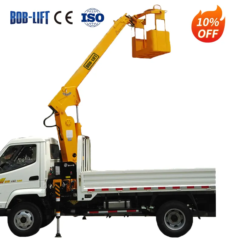 Hot sale BOB-LIFT Crane Man Basket Hydraulic Telescopic Boom 5 ton Truck Mounted crane for truck whit crane workshop