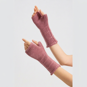Gants en laine et cachemire tricotés roses pour femmes, longueur poignet, thermiques, hiver, style décontracté uni - Product Image 1