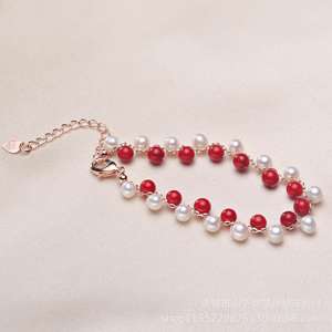 สร้อยข้อมือไข่มุกน้ำจืดแท้ขายส่ง สำหรับผู้หญิง ขายตามแผงลอย งานแสดงสินค้า งานฝีมือ สร้อยไข่มุกจูจี้ - Product Image 3