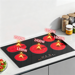 Table de cuisson <span class=keywords><strong>vitrocéramique</strong></span> encastrable 8600W 77cm 5 zones, plaque de cuisson électrique avec zone multi-circuits et commande à curseur, cuisinière de cuisine moderne - Product Image 4