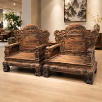 Ensemble de canapés de luxe en bois de rose noir indonésien en forme de U avec espace de rangement, personnalisable, grand modèle de style Ming Qing, style chinois