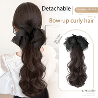 Queue de cheval sans colle en cheveux humains vierges brésiliens non-Remy pour femme, marque propre, avec pince à griffes, HD, grade 12A, densité 250%, grandes ondulations, style décontracté