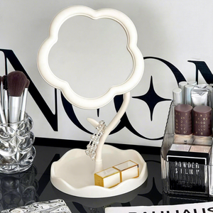 Ins-style Floral Aluminum Flower-shaped High-value <strong>Storage</strong> Desktop Makeup <strong>Mirror</strong> for Dormitory Bedroom Cute Girls' Dressing - Product Image 6