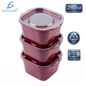 Ele-Gate Plastic Food Containers 280ml <b>Microwave</b> Safe <b>Set</b> of 3 - Product Image 4