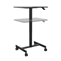 Bureau pneumatique mobile personnalisé bureau de levage mobile à domicile table d'ordinateur à gaz réglable en hauteur en bois noir avec roues