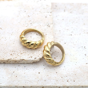 European American Light Luxury Bread <b>Ring</b> 18k <b>Titanium</b> Steel Croissant Shape Unisex Jewelry Gift - Product Image 1