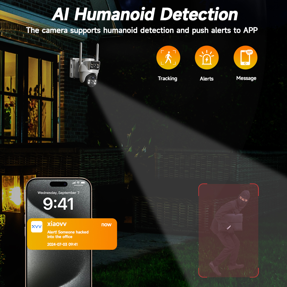 Promotion Price BP9 Double Lens V380 APP PIR Humanoid Detection Dome Camera 360 Degree PTZ Control Solar Camera 4G Sim Card · image 4