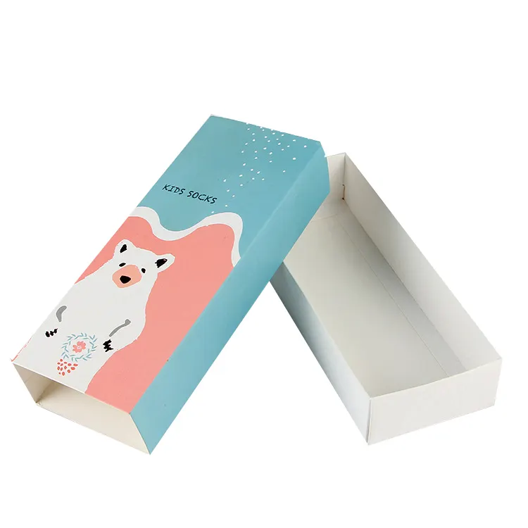 Cajonera con impresión personalizada para embalaje de regalo, cajas de papel de Tarjeta blanca de 350g para paquete de calcetines