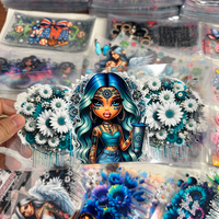 Adesivi UV DTF con Citazioni Ispiratrici, Motivo Floreale Teal, Decorazioni Fai-da-Te, Adesivi Personalizzati per Bicchieri e Tazze