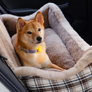 Lit de siège de voiture pour chien à motif de rayures moelleuses de luxe pour chien de taille moyenne Lit de siège d'appoint double lavable en machine détachable pour animaux de compagnie - Product Image 5