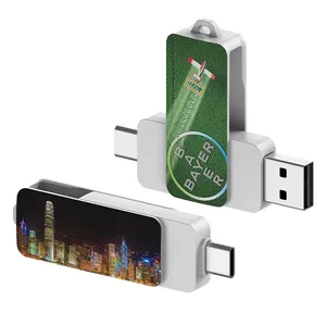 Custom 2.0/3.0 2-in-1 Plastic USB C USB Drives 128GB 64GB 8GB 16GB 32GB For Android Phones Apple MacBooks. OTG Support.