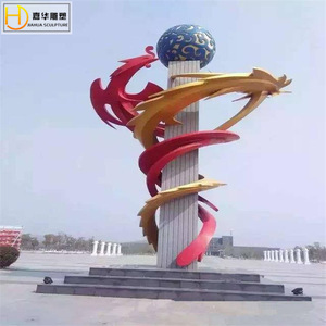Escultura de Acero Inoxidable Jiahua, Arte Decorativo Abstracto Geométrico para Exteriores, Montaje en Suelo, Hecho a Mano, Forma Irregular - Product Image 4