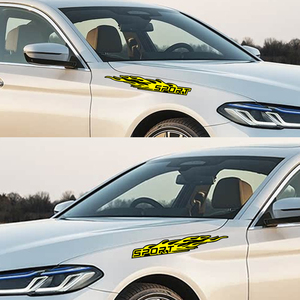 2 autocollants de voiture de luxe écologiques imperméables, motif <span class=keywords><strong>flamme</strong></span> SPORT, décoration de carrosserie automobile, vinyle <span class=keywords><strong>tuning</strong></span> avec adhésif pour toutes les voitures - Product Image 4