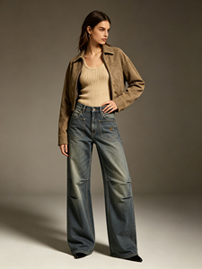 Jean en denim Leduo personnalisé taille haute bleu-gris rétro coupe décontractée pour femme – Pantalon décontracté pour le quotidien - Product Image 2