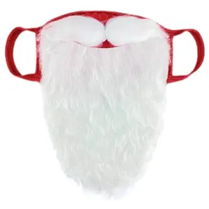 红色胡须3D圣诞老人胡须面具成人儿童毛绒加厚圣诞帽派对节日用品