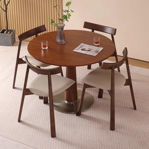 Table à manger en bois durable, écologique et faite à la main, avec plateau circulaire en pierre et pieds en bois, pour cuisine, restaurant, salle de bain, hôtel - Product Image 4