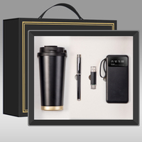 Ensemble cadeau d'affaires haut de gamme en gros avec logo personnalisé, comprenant une tasse de 500 ml, un stylo, une batterie externe USB de 10000 mAh - Design moderne pour hommes