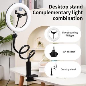 Anneau lumineux LED de 8 pouces avec support paresseux et support de téléphone, lumière d'appoint pour selfie, idéal pour le streaming en direct, l'enregistrement vidéo, TikTok et la photographie - Product Image 5