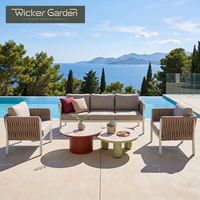 Ensemble de mobilier d'extérieur moderne en corde tressée avec structure en aluminium, canapé de jardin et de patio pour hôtels et complexes hôteliers