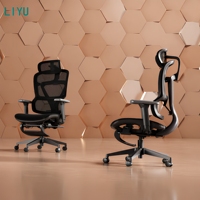 Chaise de bureau ergonomique en maille à dossier haut avec appui-tête et soutien lombaire, chaise pivotante pour le personnel de bureau