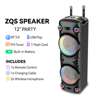 JQS9055 Enceinte d'extérieur élégante 12 pouces avec basses et tweeters, chariot de transport, son puissant, enceinte sans fil DJ active et puissante avec Bluetooth