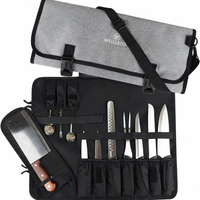 Sac à couteaux de chef pliable en tissu imperméable et durable avec conception robuste, sac à outils
