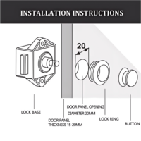 Mini serrure à poussoir d'ouverture de 20mm pour RV caravane bateau sécurité meubles matériel bouton serrure pour accessoires de camping-car et loquets de tiroir