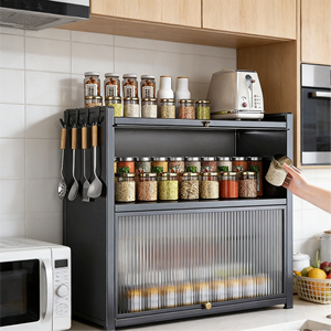 Gabinete de Almacenamiento de Cocina de 3 Niveles con Tapa Abatible, Directo de Fábrica, Organizador Multifuncional a Prueba de Polvo para Muebles de Cocina - Product Image 1