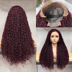 Hot Selling Factory Price 13*4 Pissy Curly <b>Wig</b> Brazilian Wine Colour Wave Virgin PrePlucked Glueless <b>Wig</b> <b>Human</b> Hair <b>Wig</b> - Product Image 2