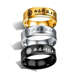 Factory Customized Titanium Steel Ring Laser Engraving Logo Name Jewelry Rings for Men Women
