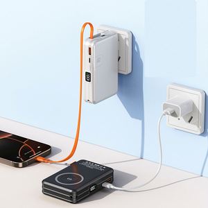 New 10000Mah Retractable Power Bank With 15W USB-<b>C</b> Cable Built AC Plug PD22.5W Output PVC Pad Charger for Travel - Product Image 3