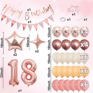 Rose Gold <b>Balloon</b> Birthday Party <b>Decoration</b> Set With Foil Number <b>Balloons</b> Confetti <b>Balloons</b> for Birthday Celebration Supplies - Product Image 2