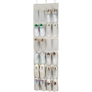 Organizador de Zapatos Colgante de Seis Niveles, Diseño Plegable, 24 Bolsillos de Malla, Tela Oxford, Gancho de Hierro para Puerta de Armario, Almacenamiento Moderno Rectangular - Product Image 1