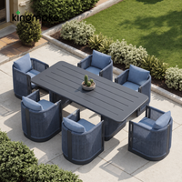 Ensemble de meubles de jardin en aluminium pour restaurant, résistant aux UV, avec chaises et tables en corde tressée