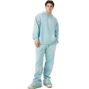 High quality Custom Men 2 Piece Oversized Tracksuit Set 100% Cotton Sweat Suit <b>Flared</b> Sweatpants and Oversized Hoodie Sets - Product Image 1