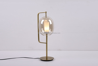 Lampe de table contemporaine en verre et cuivre noir, décorative vintage, électrique, LED, moderne, pour hôtel