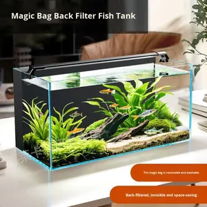 Groothandel Rechthoekig 20 Gallon Ultra Helder Glazen <span class=keywords><strong>Aquarium</strong></span> Bureauvisbak Geïntegreerd Achterfilter Modern Zoutwater Design <span class=keywords><strong>Water</strong></span> - Product Image 3