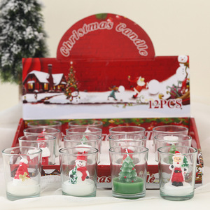 Creative Christmas Tree 12 Pieces Decoration Gift Set Christmas Paraffin Wax Scent <b>Candle</b> Set Glass Jar <b>Candles</b> - Product Image 2