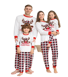Conjunto de Pijamas de Natal de Luxo para Família, Manga Longa, Calças Compridas, Mistura de Spandex/Algodão, Térmico - Product Image 1
