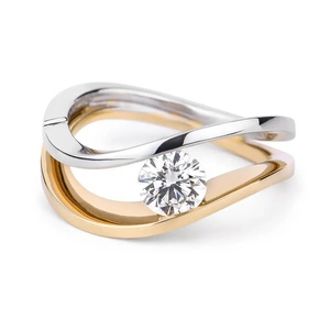 Anillo de Diamantes Blancos de Alta Calidad en Oro de 18K, 0.64ct, Corte Brillante, Forma Redonda, Anillos de Oro Blanco y Rosa - Product Image 1