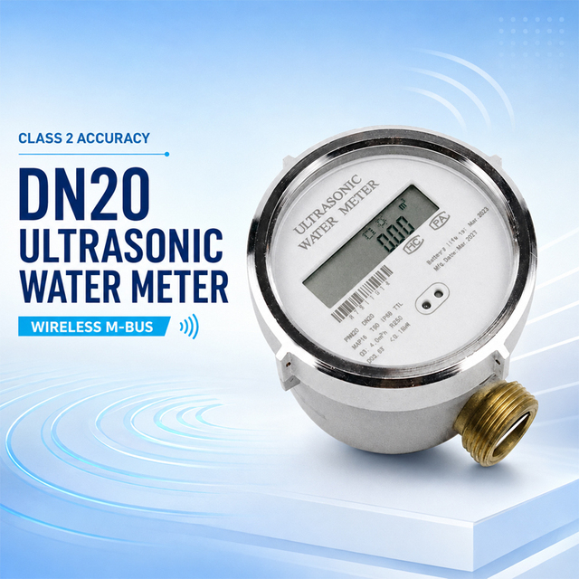 DN20 Ultrasonic Water Meter Wireless Water Meter with M-Bus R160 IP68 Class 2 for Residential, Commercial Water Flow Measurement