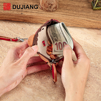 Porte-monnaie miniature en cuir véritable DUJIANG, motif poisson-clown, fermeture éclair, durable, portable, avec cordon, modèle unisexe K246